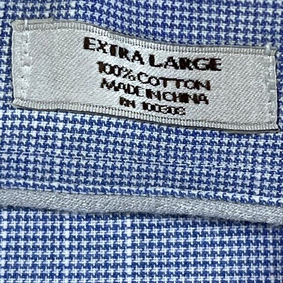 Peter Millar Men’s XL Blue Mini Check Long Sleeve Button Front Dress Shirt Golf - Picture 4 of 7